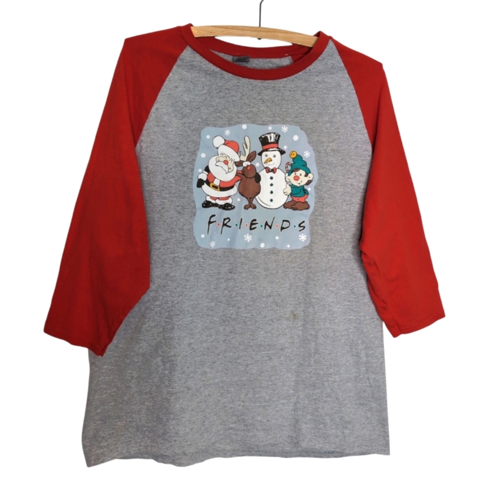 Graphic F.R.I.E.N.D.S Grey/Red Size L  Cotton Blend Ribbed Crew Neck T-s…